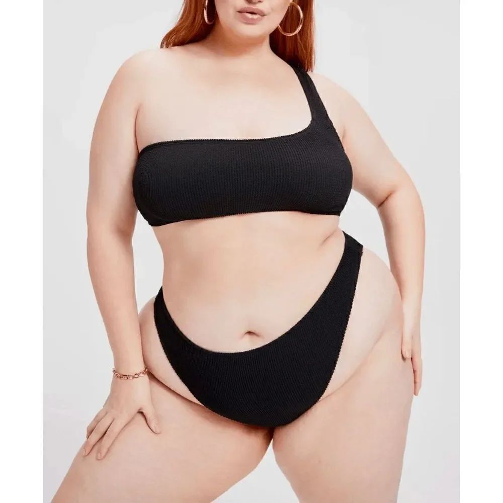 Good American Women’s Always Fits One Shoulder Bikini Top Black